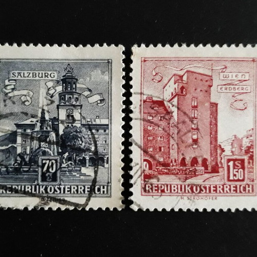 Αυστρία 1958 Σφραγισμένα γραμματόσημα με κτήρια και κάστρα (2)