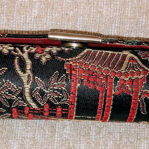 Vintage embroidered brocade lipstick and jewelry box like new