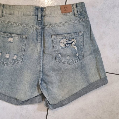 Zuiki denim shorts with rips, size 40, like new, blue