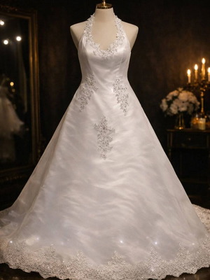 Wedding dress new white size M-L with alteration option