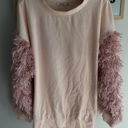 Bershka women's blouse No M used, pink with unique sleeves