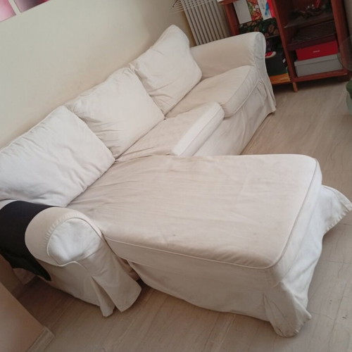 EKTORP IKEA sofa with chaise lounge used, white cover