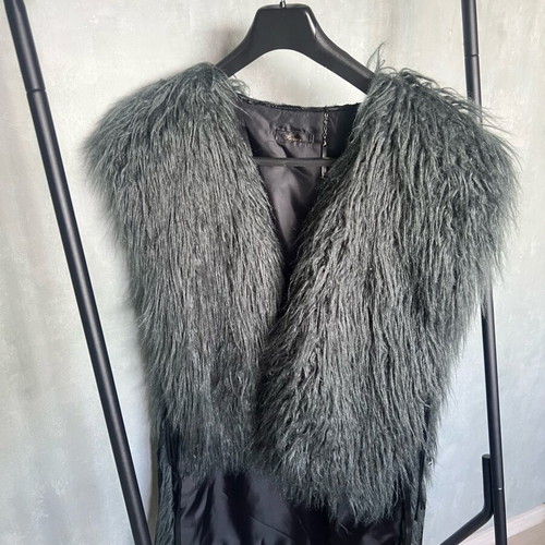 Pause Jeans vest with faux fur used, dark black-green