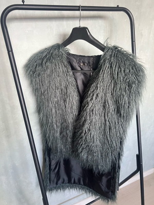Pause Jeans vest with faux fur used, dark black-green