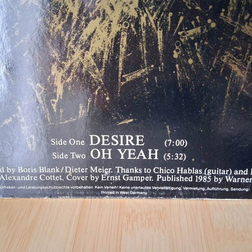 Yello maxi single vinyl used 1985, electronic