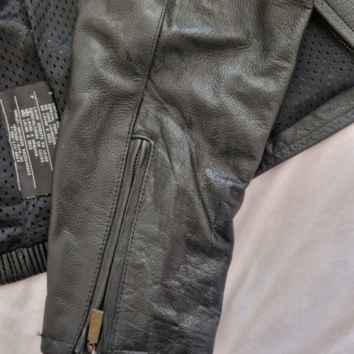 Harley-Davidson Genuine Leather Motorcycle Jacket, size S, black and orange