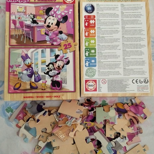Puzzle Minnie Happy Helpers wooden like new, 2x25 pieces, Educa