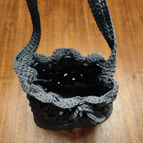Handmade knitted shoulder bag pouch gray new