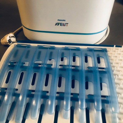 Philips Avent sterilizer and Dr. Brown’s drying rack used