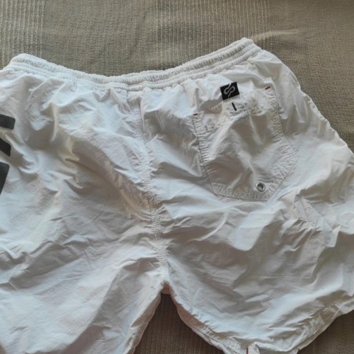 Rare men's swimsuit large, wearable as bermuda, used, white and black