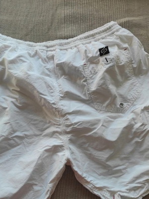 Rare men's swimsuit large, wearable as bermuda, used, white and black