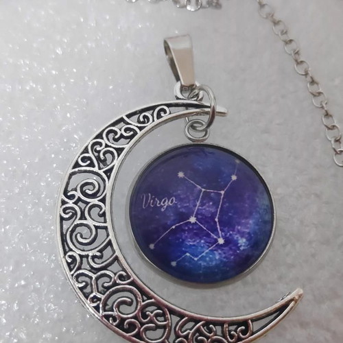 Pendant Virgo Zodiac Half Moon stainless steel like new