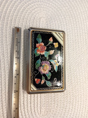 Vintage decorative cigarette case with colorful enamel, like new