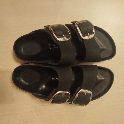 Birkenstock sandals size 37 black with big buckle like new