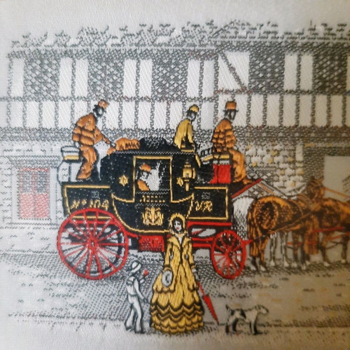 Street Scene 1842 silk woven picture like new, J & J Cash Ltd England