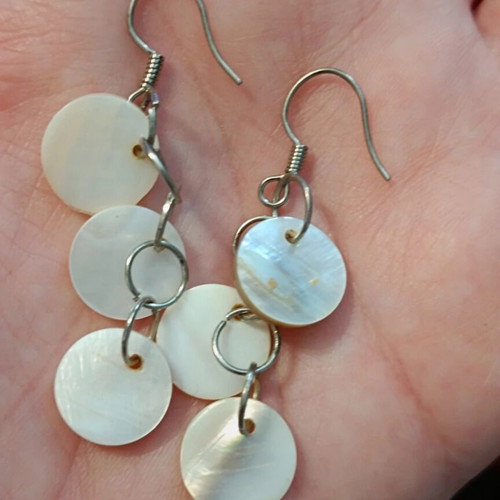 Summer necklace and earrings used, white and brown