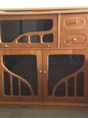 Vintage TV cabinet with rotating base, wood