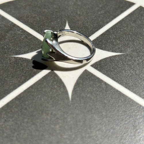 Silver ring with mint green nephrite stone