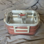 Stainless steel lunchbox 11.5x17x9.5cm, airtight with three compartments