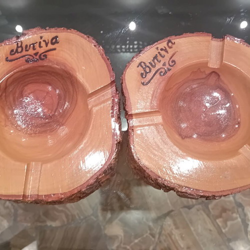 Handmade wooden ashtray set from Peloponnese tree trunk