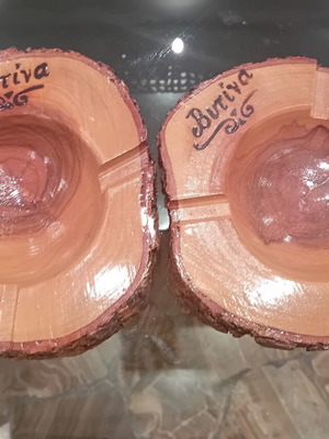 Handmade wooden ashtray set from Peloponnese tree trunk