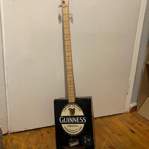 Cigar box guitar used, electroacoustic, Guinness 250 years edition