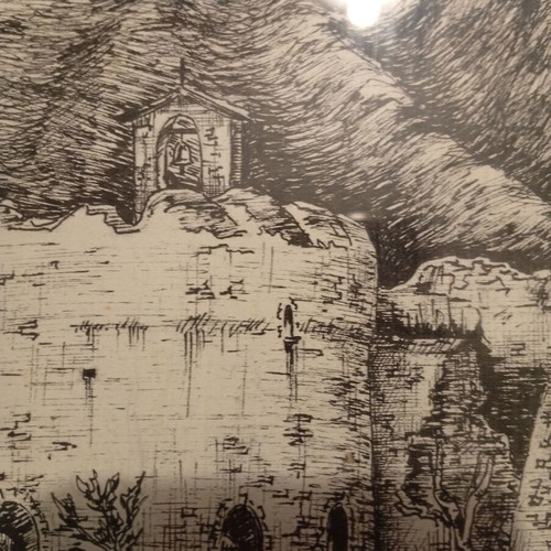 Ink drawing on paper artwork used, signed by artist