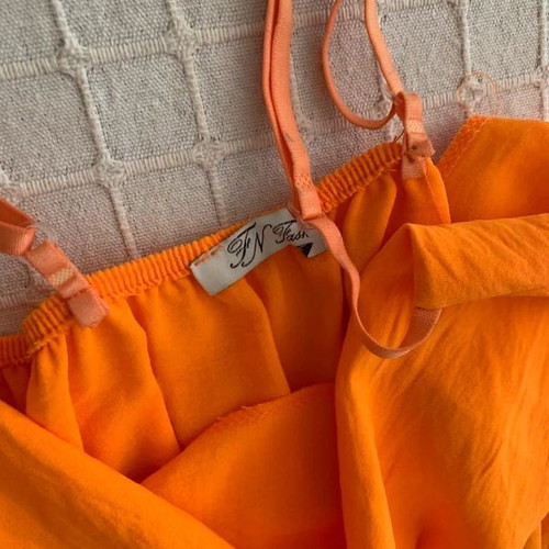 Jumpsuit size S like new, orange, elastic waist