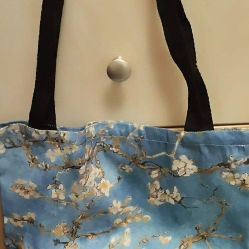 Almond Blossoms Van Gogh Fabric Shoulder Bag new, blue multicolor
