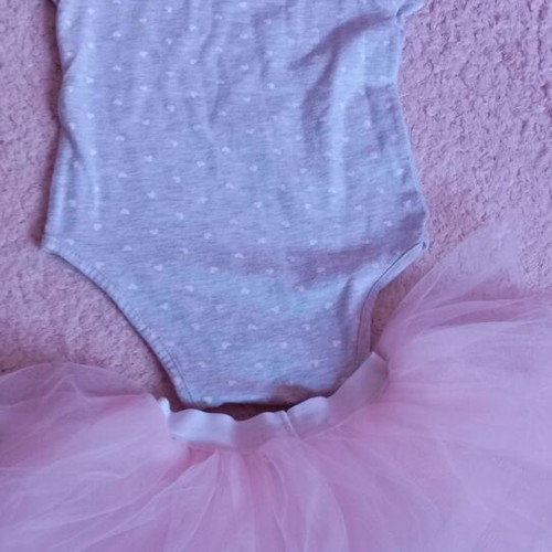 Miss Ebita baby bodysuit and tutu set, 12 months, pink and grey