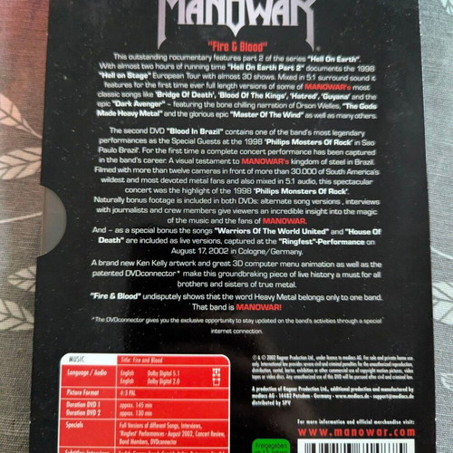 Manowar Hell on Earth Part 2 DVD like new, metal