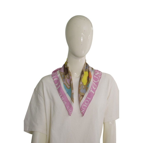 Tous silk square scarf pastel pink multicolor like new