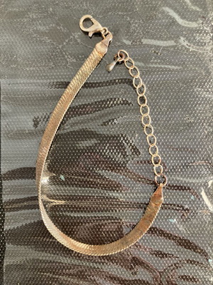 Vintage rose gold tone flat herringbone snake chain bracelet