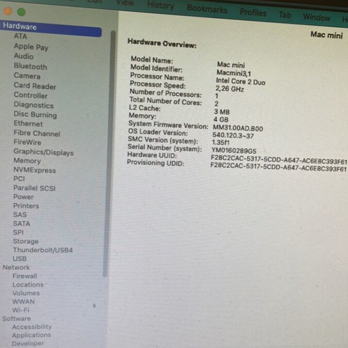 Mac mini 2009 with charger and monitor adapter