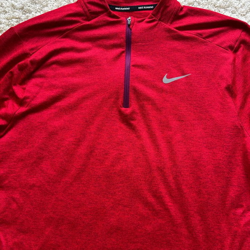 Nike dri-fit long sleeve zip-up t-shirt like new, red multicolor
