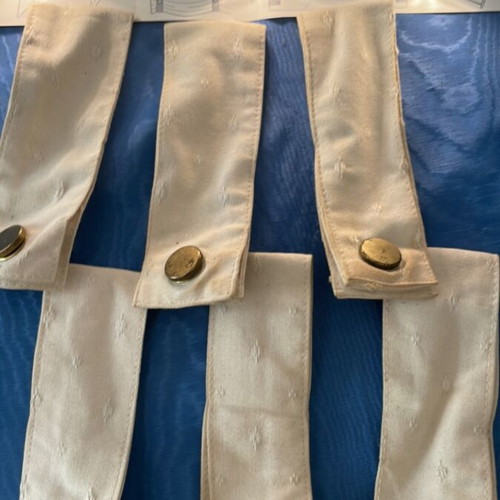 Beige fabric ties like new, set of 6 with metal fasteners
