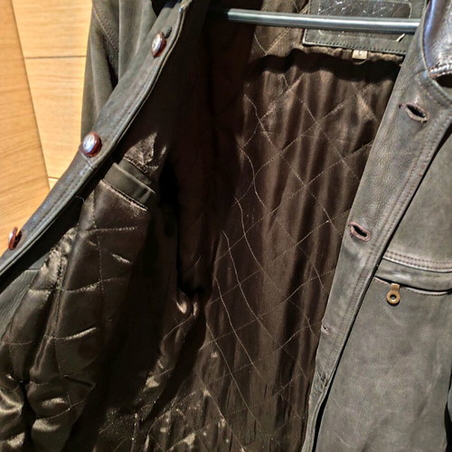 Leather jacket dark brown used, size L