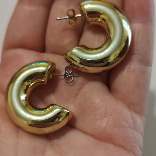 Earrings gold-colored hoops new, stainless steel