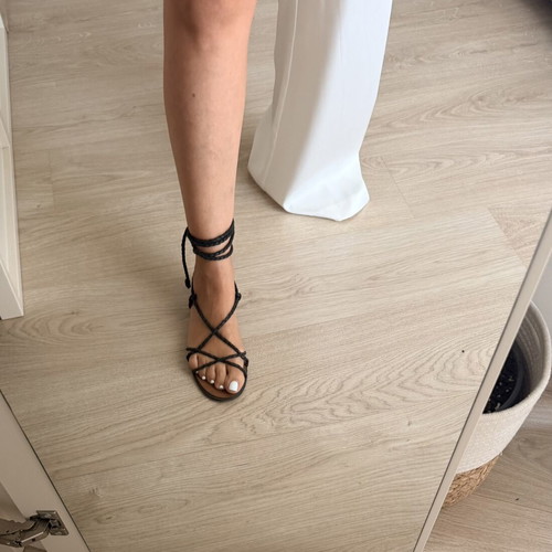 Zara leather women's sandals like new, size 37, black