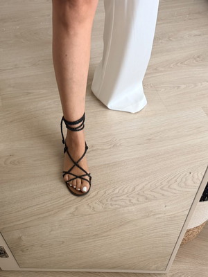 Zara leather women's sandals like new, size 37, black
