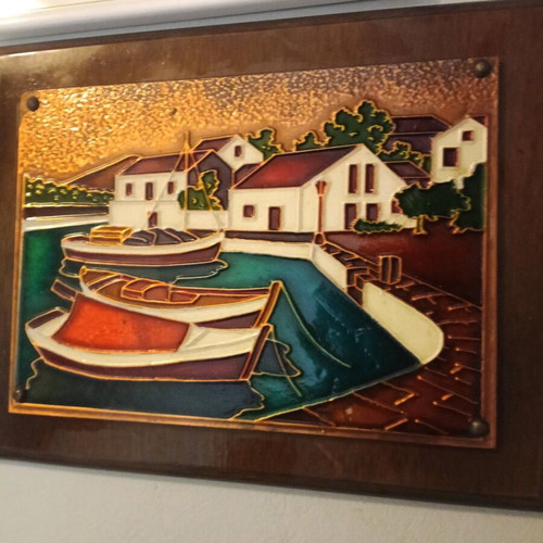 Chalcography painting with enamel like new 27x35