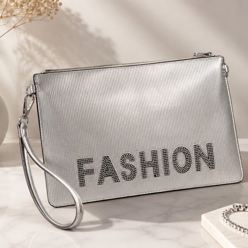 Silver Envelope Bag with Shoulder Strap new