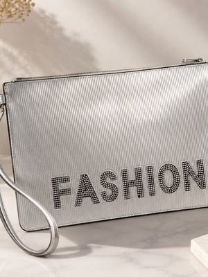 Silver Envelope Bag with Shoulder Strap new