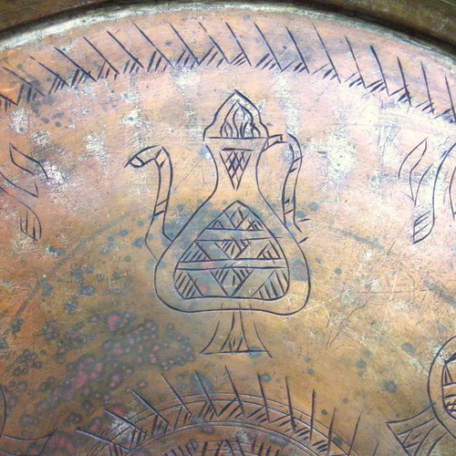 Copper tray used antique with 60 cm diameter