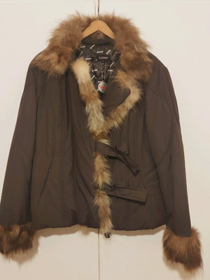 Lynne women's brown large jacket new with fur details