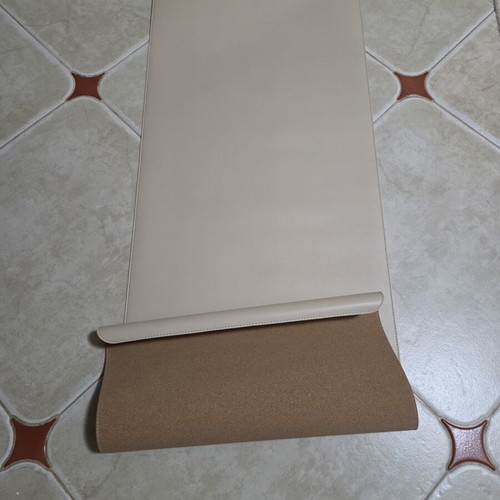 Desk pad made of beige eco leather with brown cork base 120×43cm new