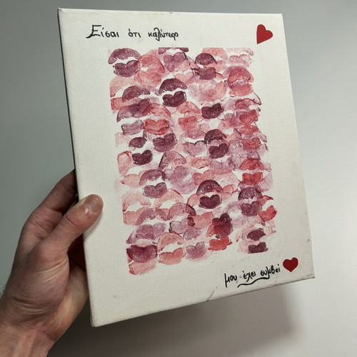 Handmade canvas “Kisses of Love” romantic wall art new