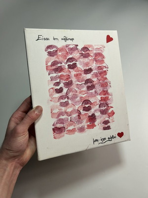Handmade canvas “Kisses of Love” romantic wall art new