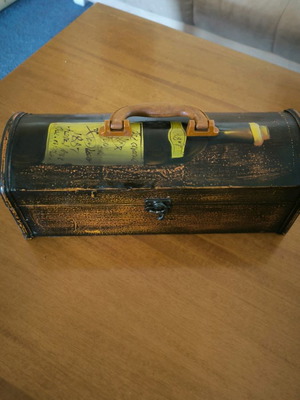 Vintage wooden wine case hand-painted