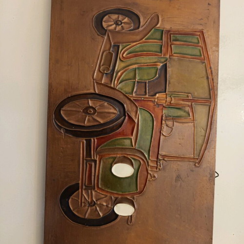 Vintage chalcographies used with antique car motif